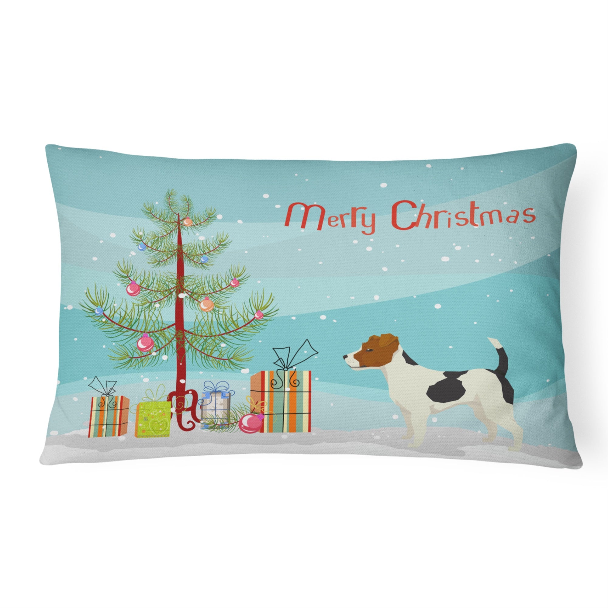 Jack Russell Terrier Christmas Tree Canvas Fabric Decorative Pillow
