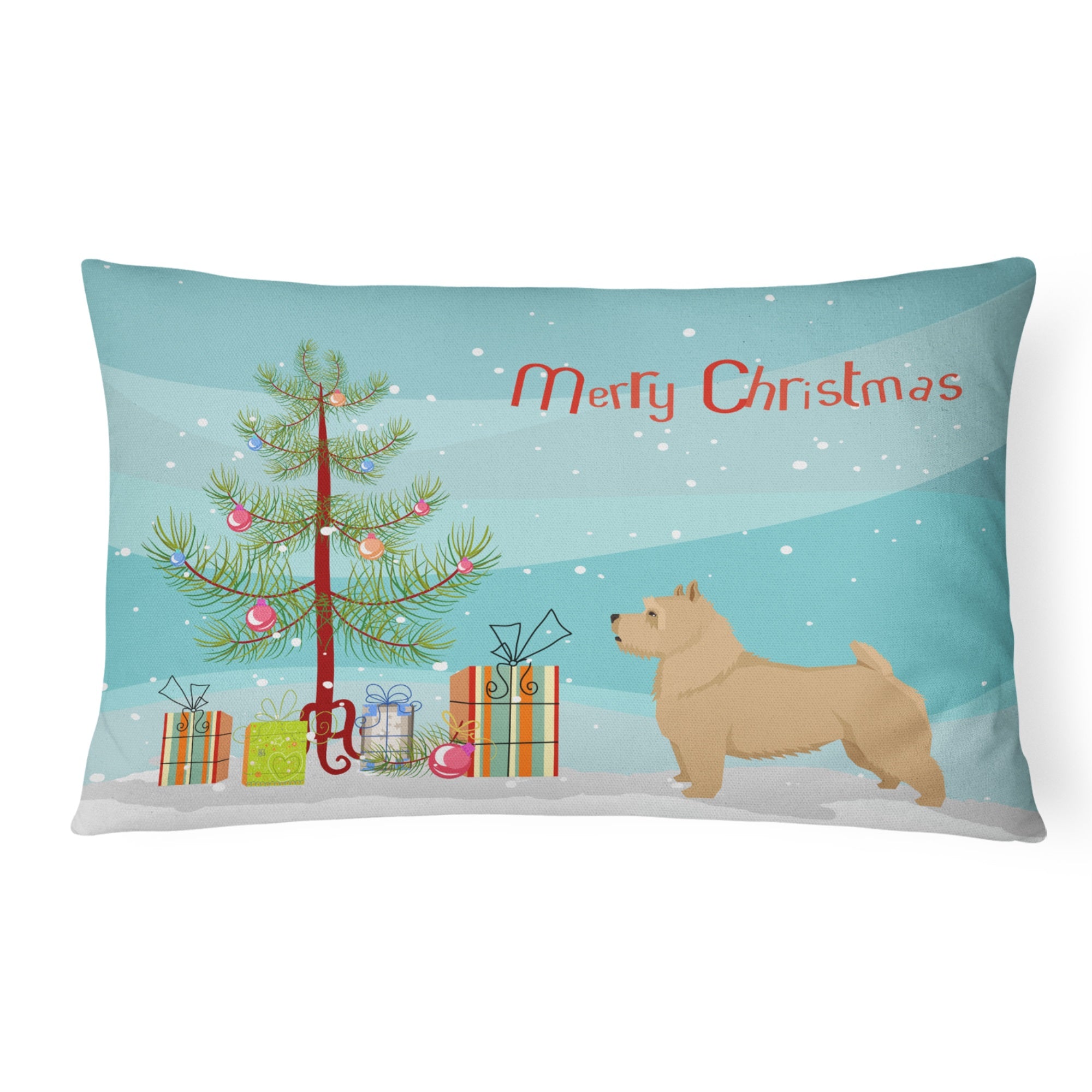 Norwich Terrier Christmas Tree Canvas Fabric Decorative Pillow