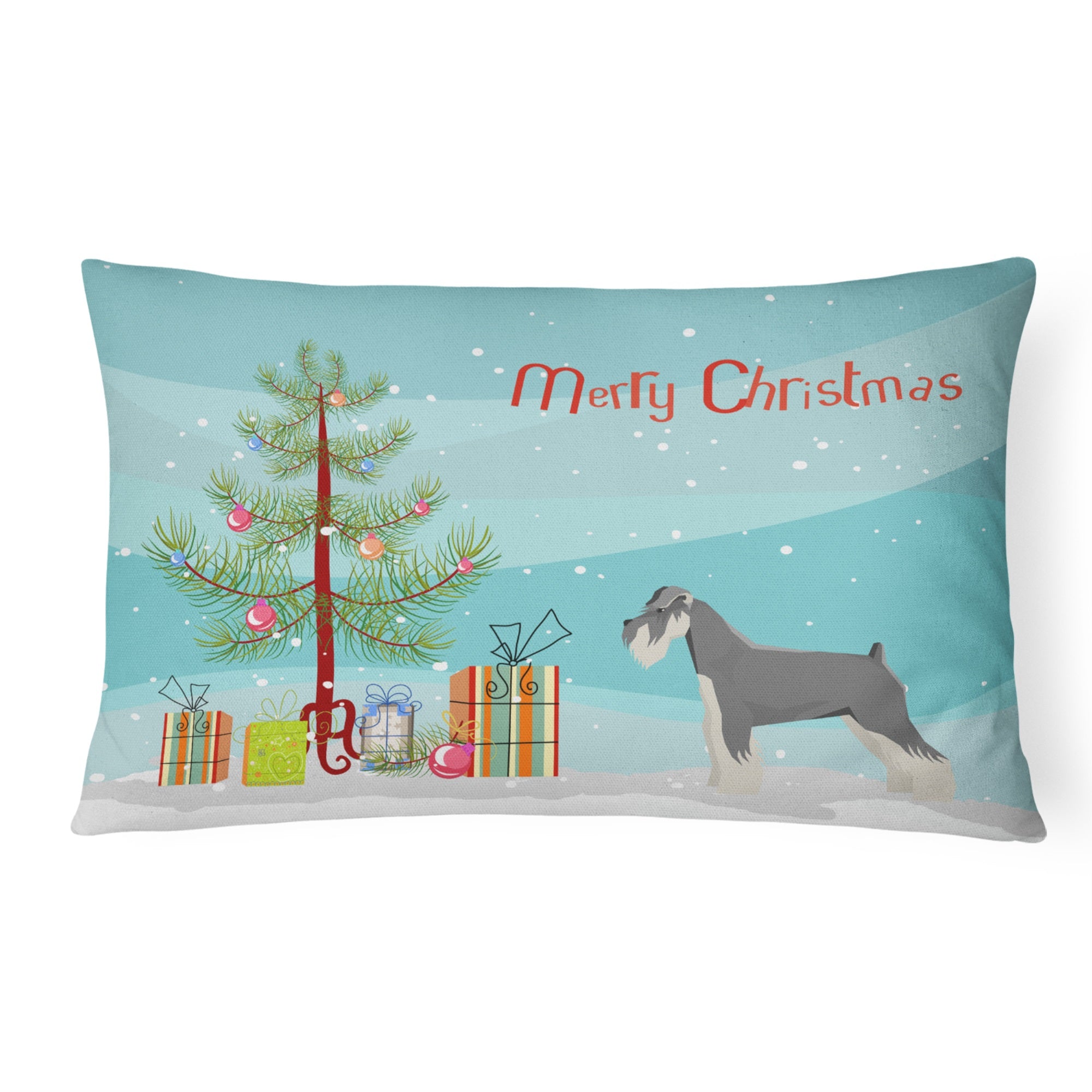 Schnauzer Christmas Tree Canvas Fabric Decorative Pillow
