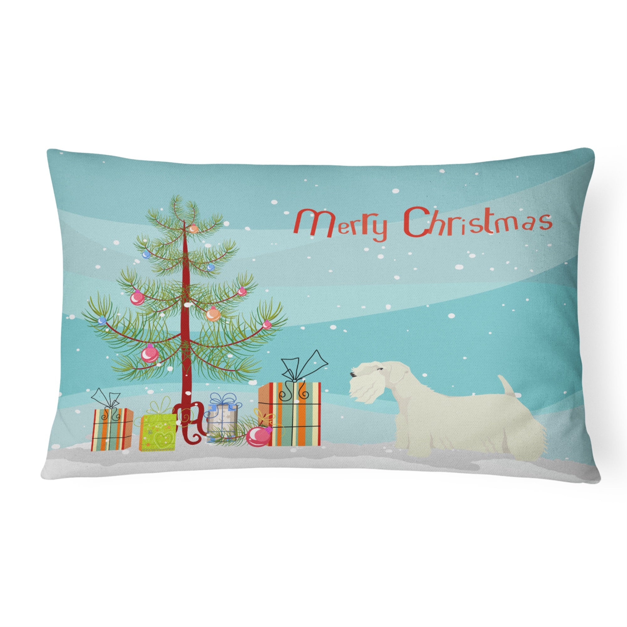 Sealyham Terrier Christmas Tree Canvas Fabric Decorative Pillow