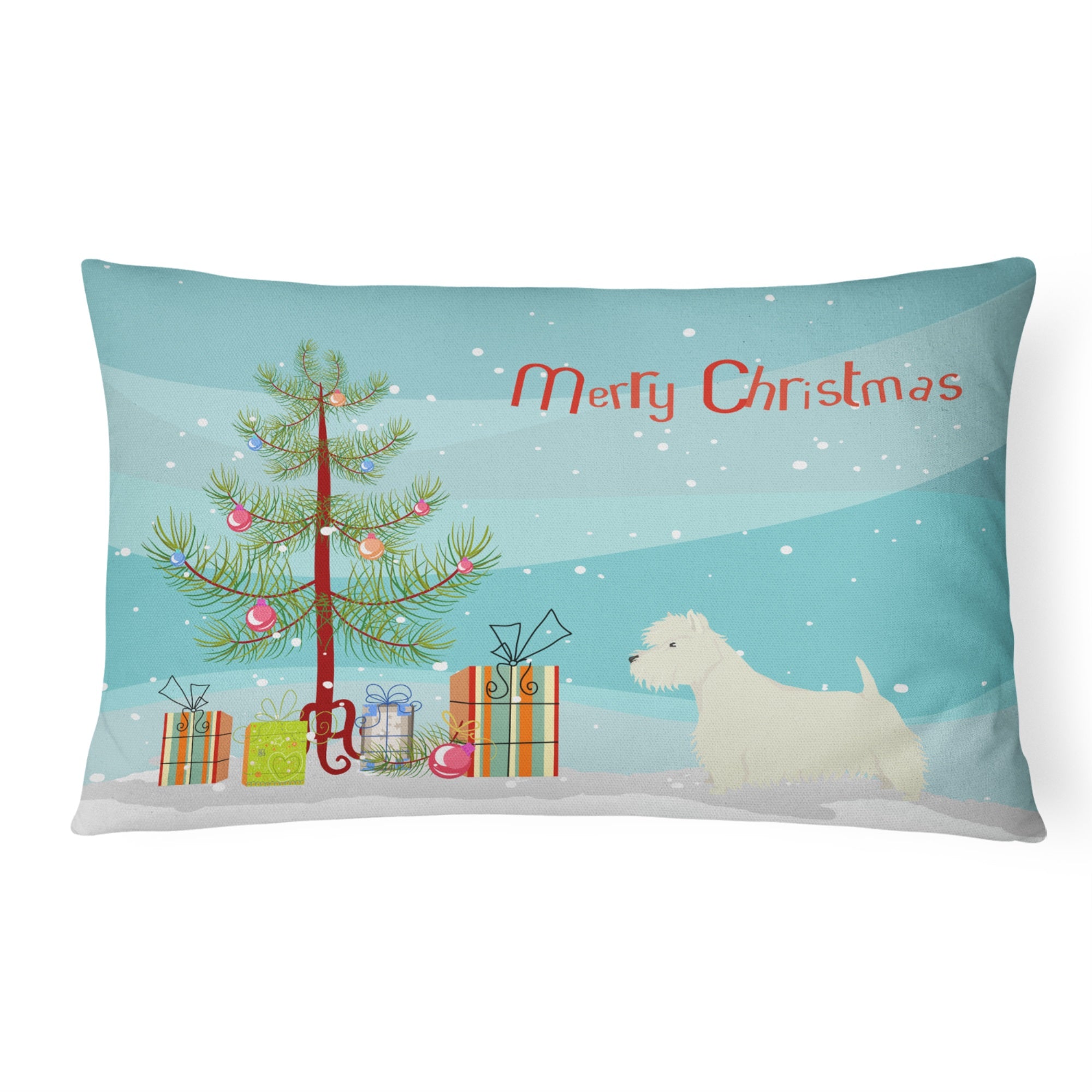 Westie Christmas Tree Canvas Fabric Decorative Pillow