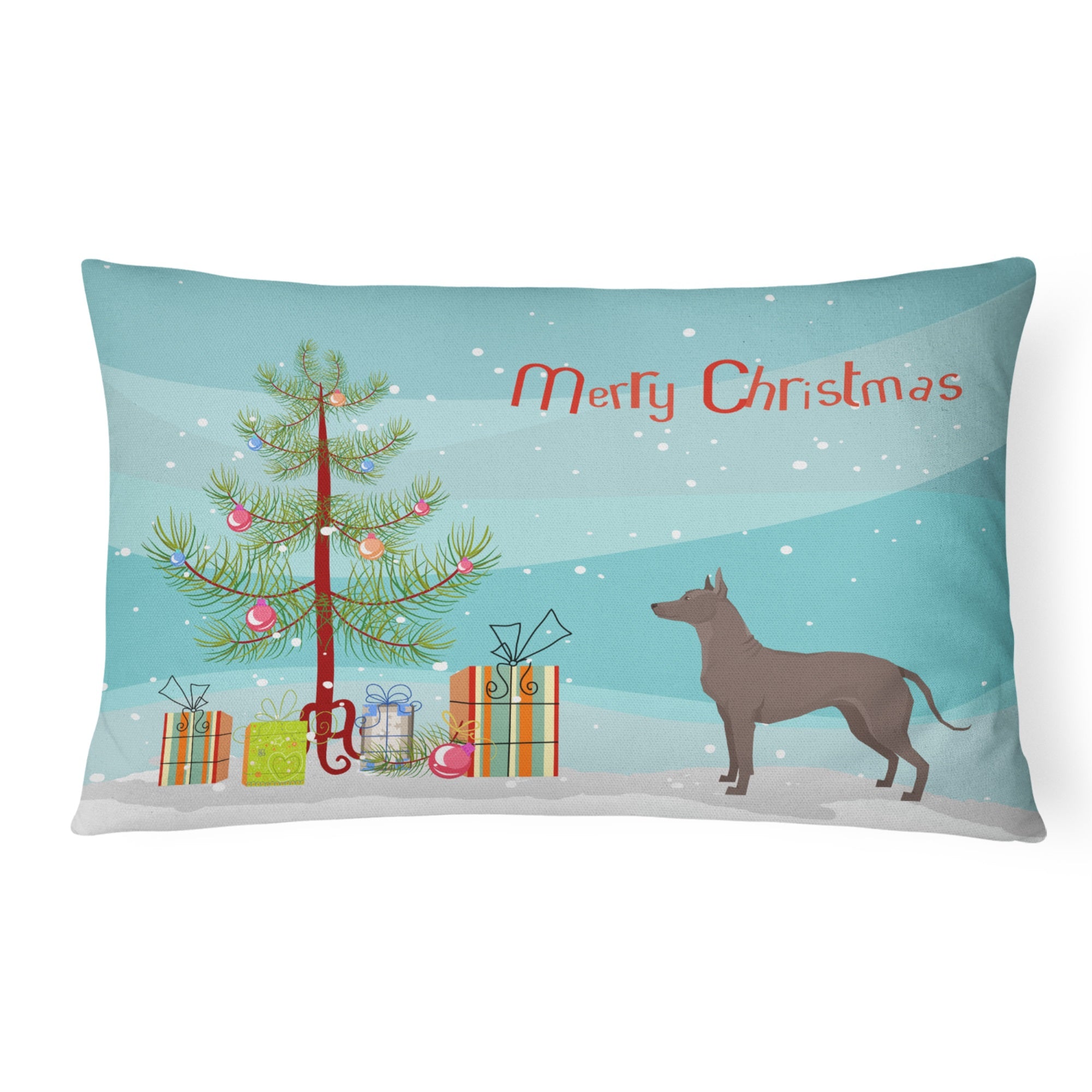 Mexican Hairless Dog Xolo Christmas Tree Canvas Fabric Decorative Pillow
