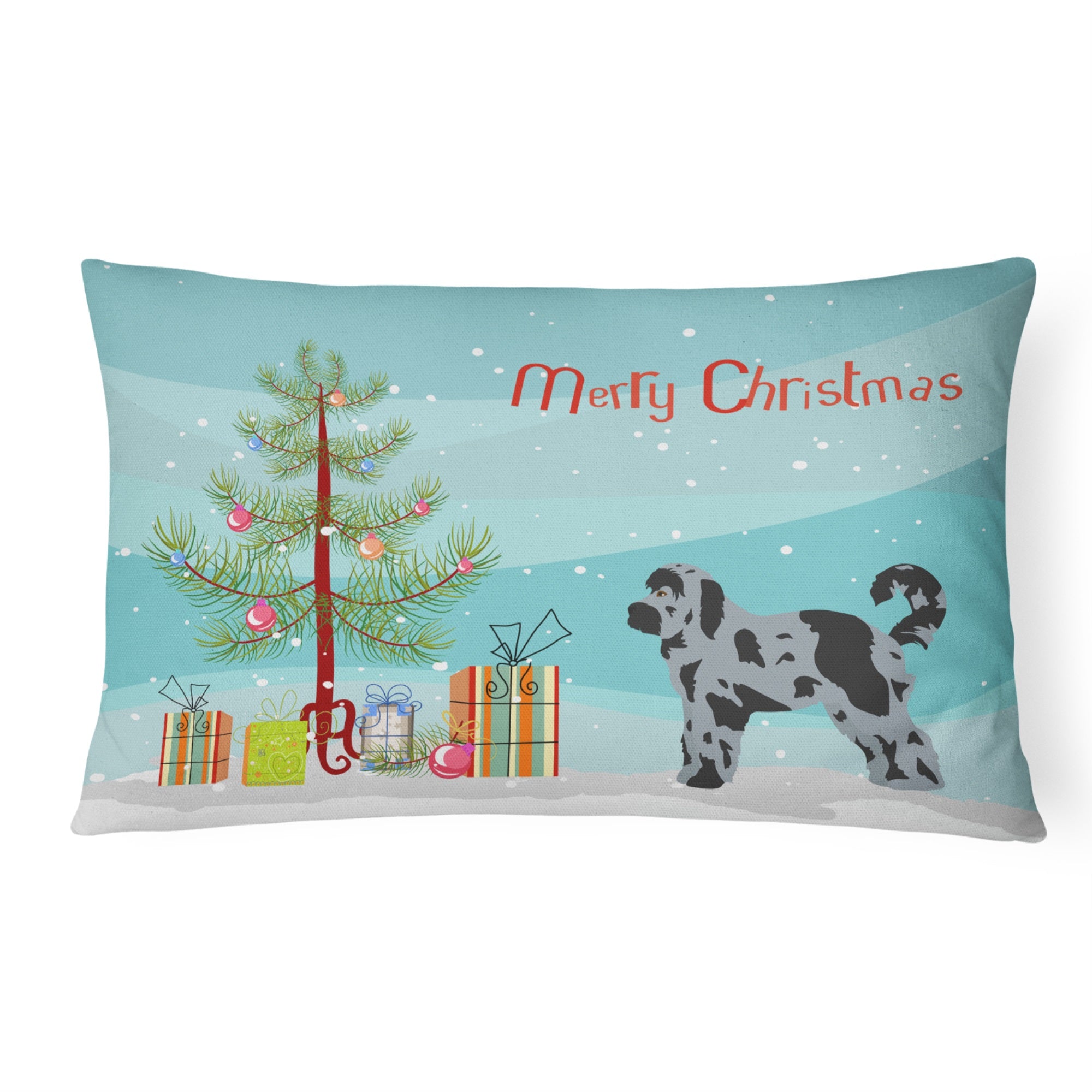 Aussiedoodle #2 Christmas Tree Canvas Fabric Decorative Pillow