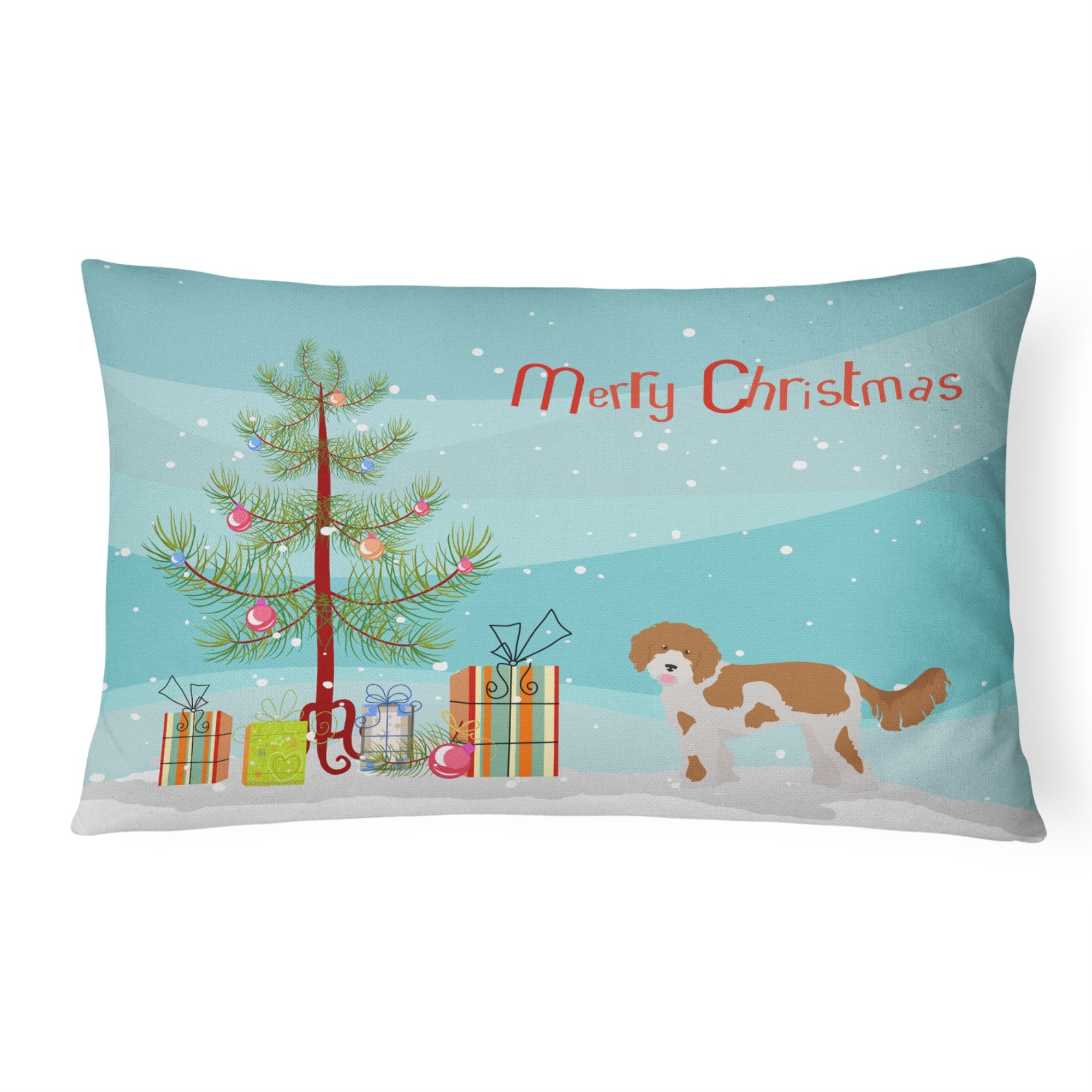 Cavapoo Christmas Tree Canvas Fabric Decorative Pillow