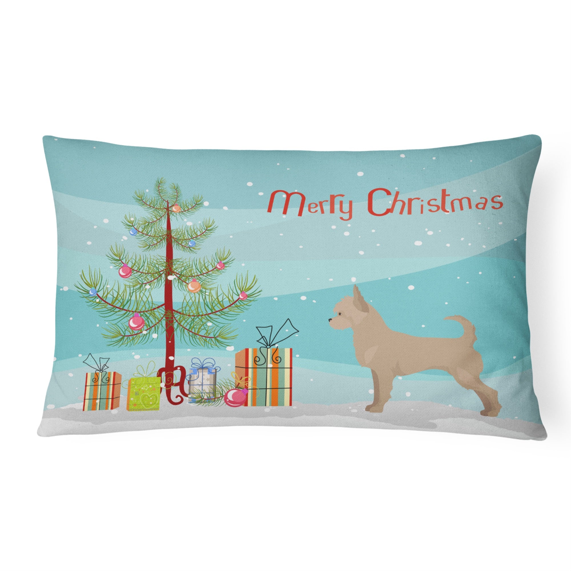 Tan Chorkie Christmas Tree Canvas Fabric Decorative Pillow