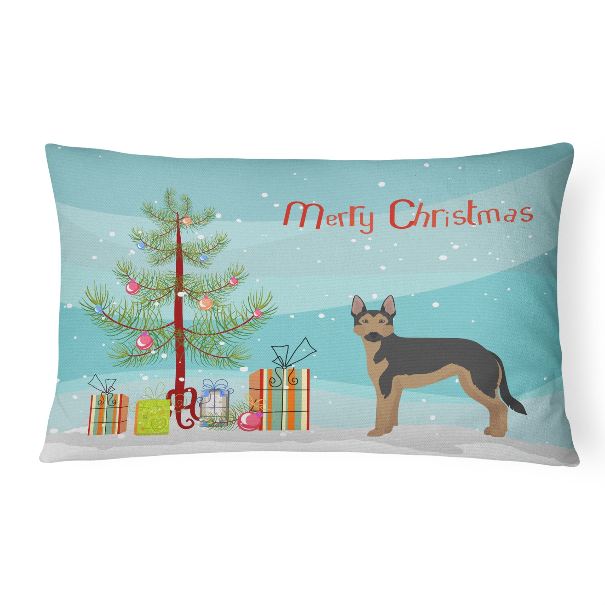 German Sheprador #2 Christmas Tree Canvas Fabric Decorative Pillow