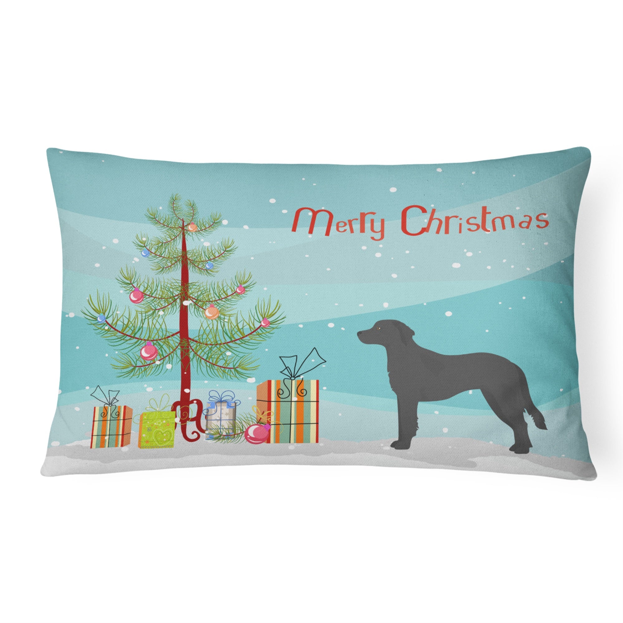 Black Goldador Christmas Tree Canvas Fabric Decorative Pillow
