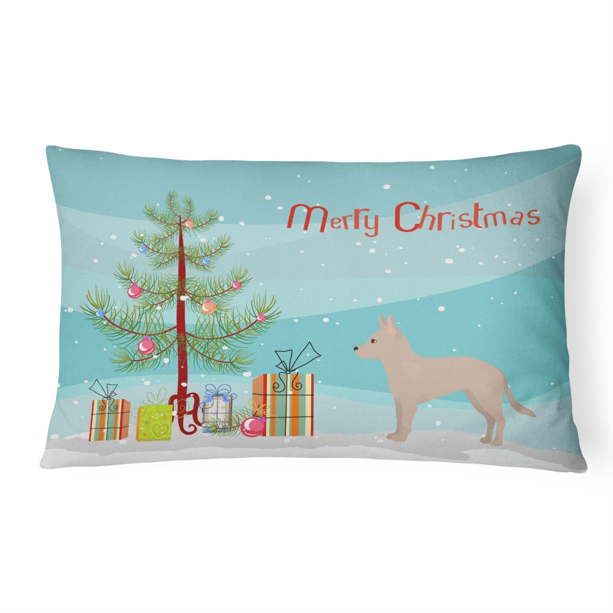 Tan Jackhuahua Christmas Tree Canvas Fabric Decorative Pillow