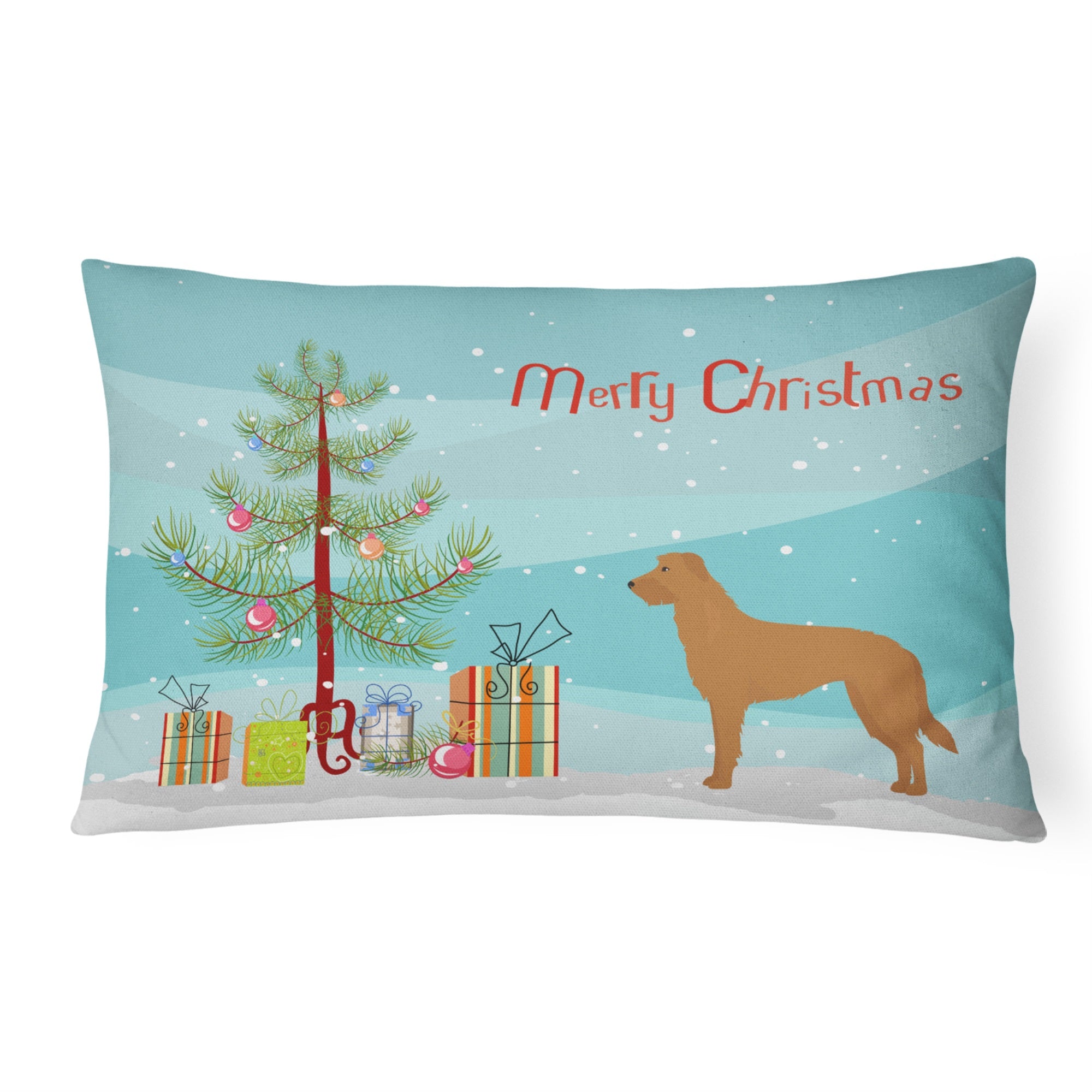 Lurcher #2 Christmas Tree Canvas Fabric Decorative Pillow