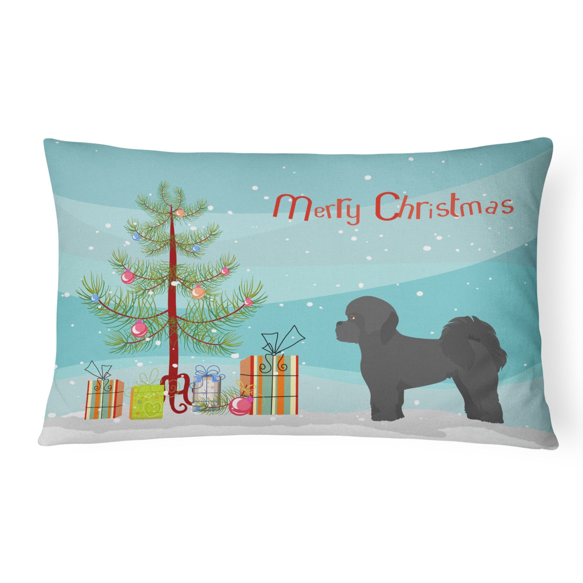 Black Mal-Shi Christmas Tree Canvas Fabric Decorative Pillow