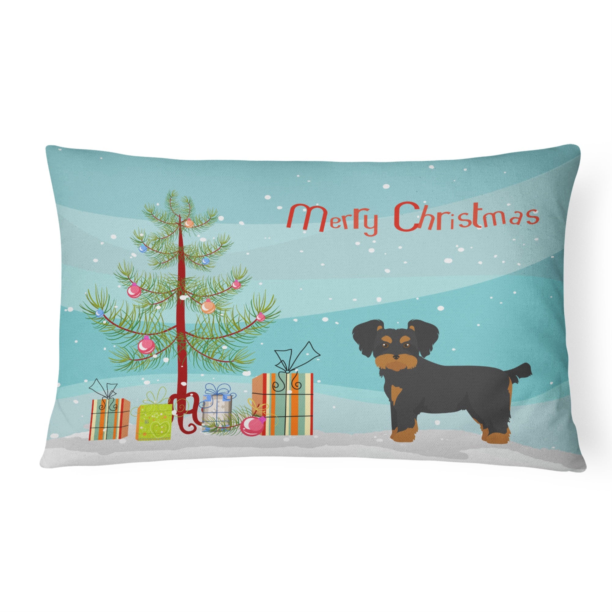 Morkie Christmas Tree Canvas Fabric Decorative Pillow