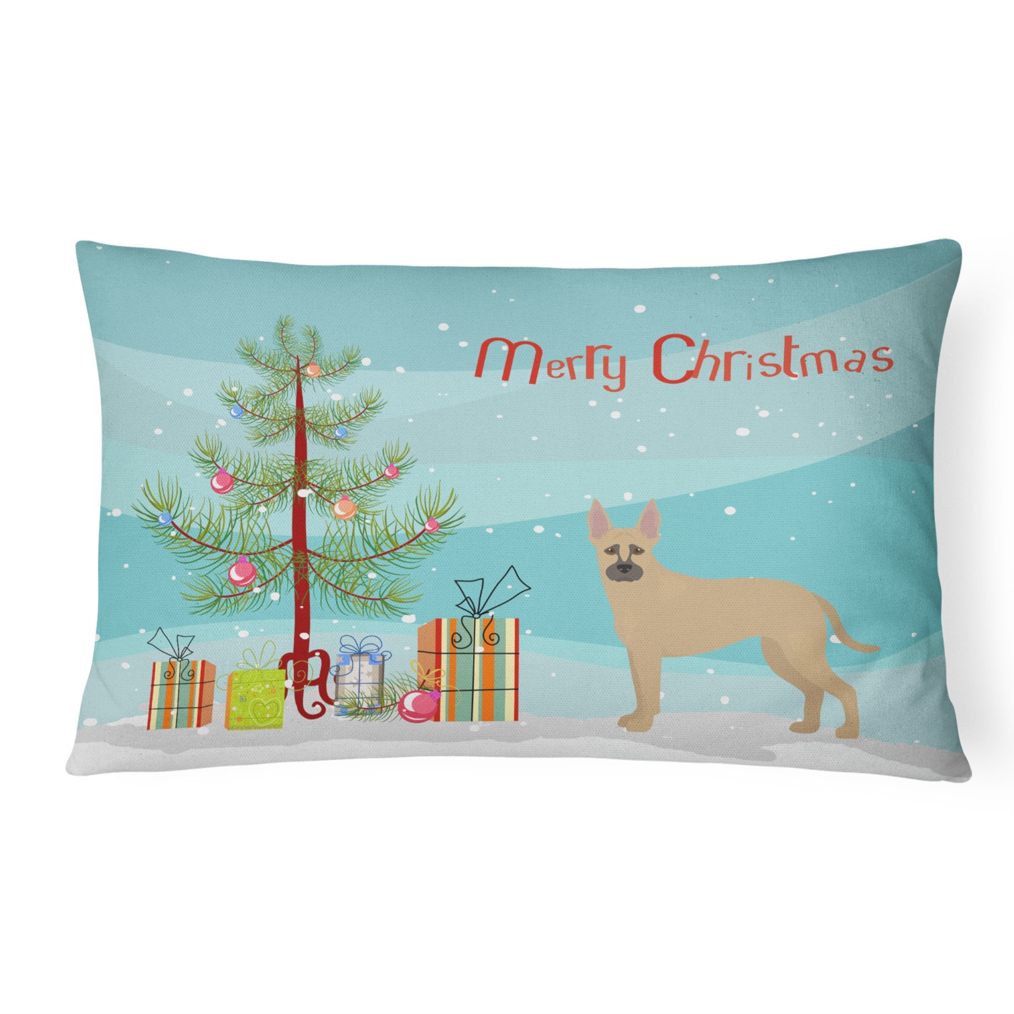 Shepherd Pit Mix #2 Christmas Tree Canvas Fabric Decorative Pillow