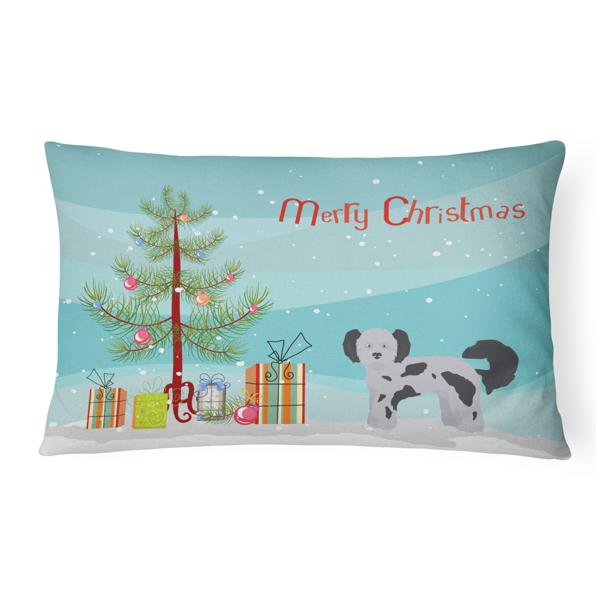 Shih Poo Christmas Tree Canvas Fabric Decorative Pillow