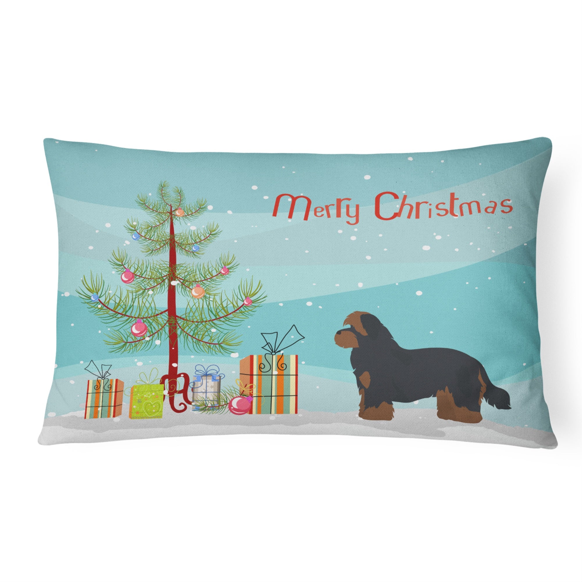 Shorkie #1 Christmas Tree Canvas Fabric Decorative Pillow