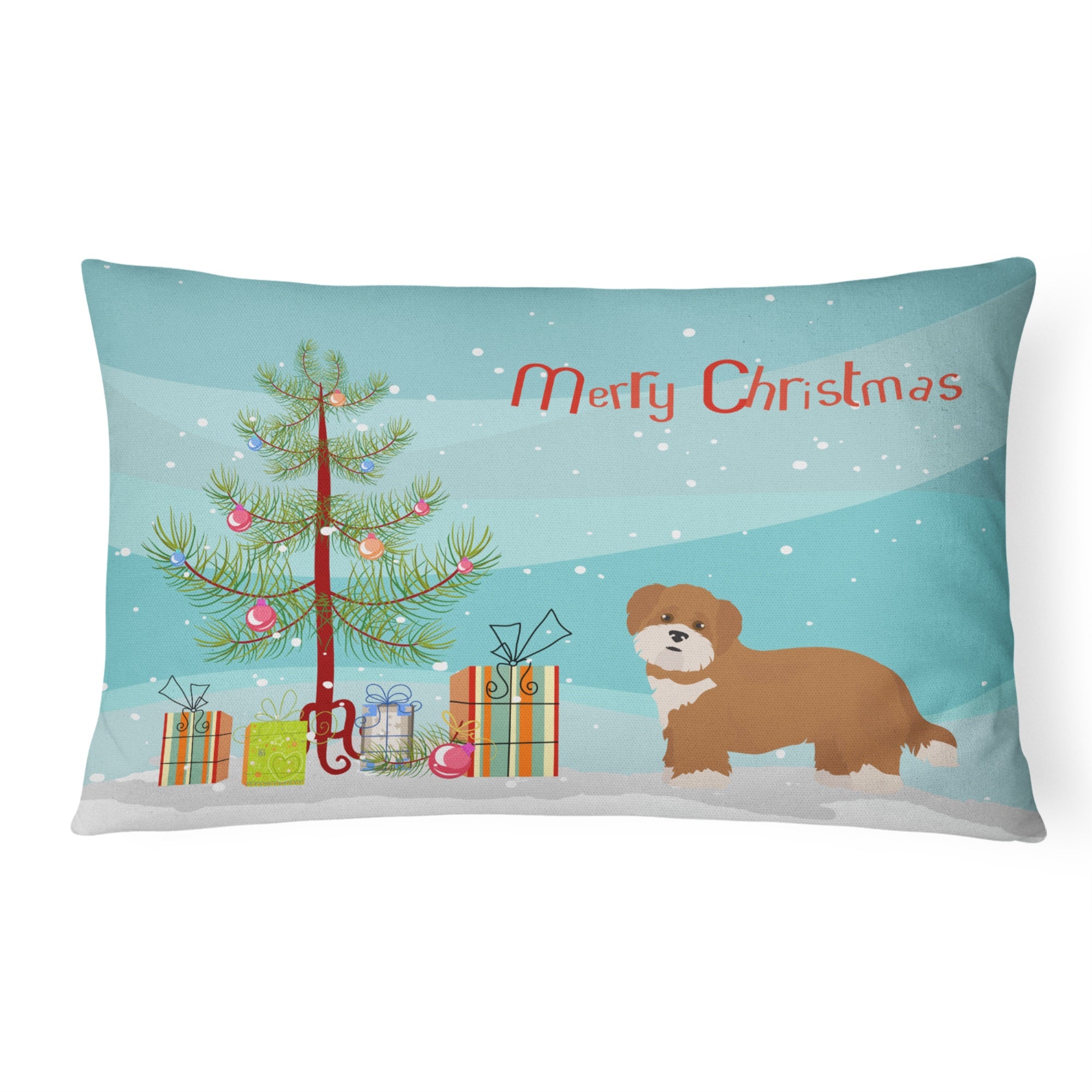 Shorkie #2 Christmas Tree Canvas Fabric Decorative Pillow