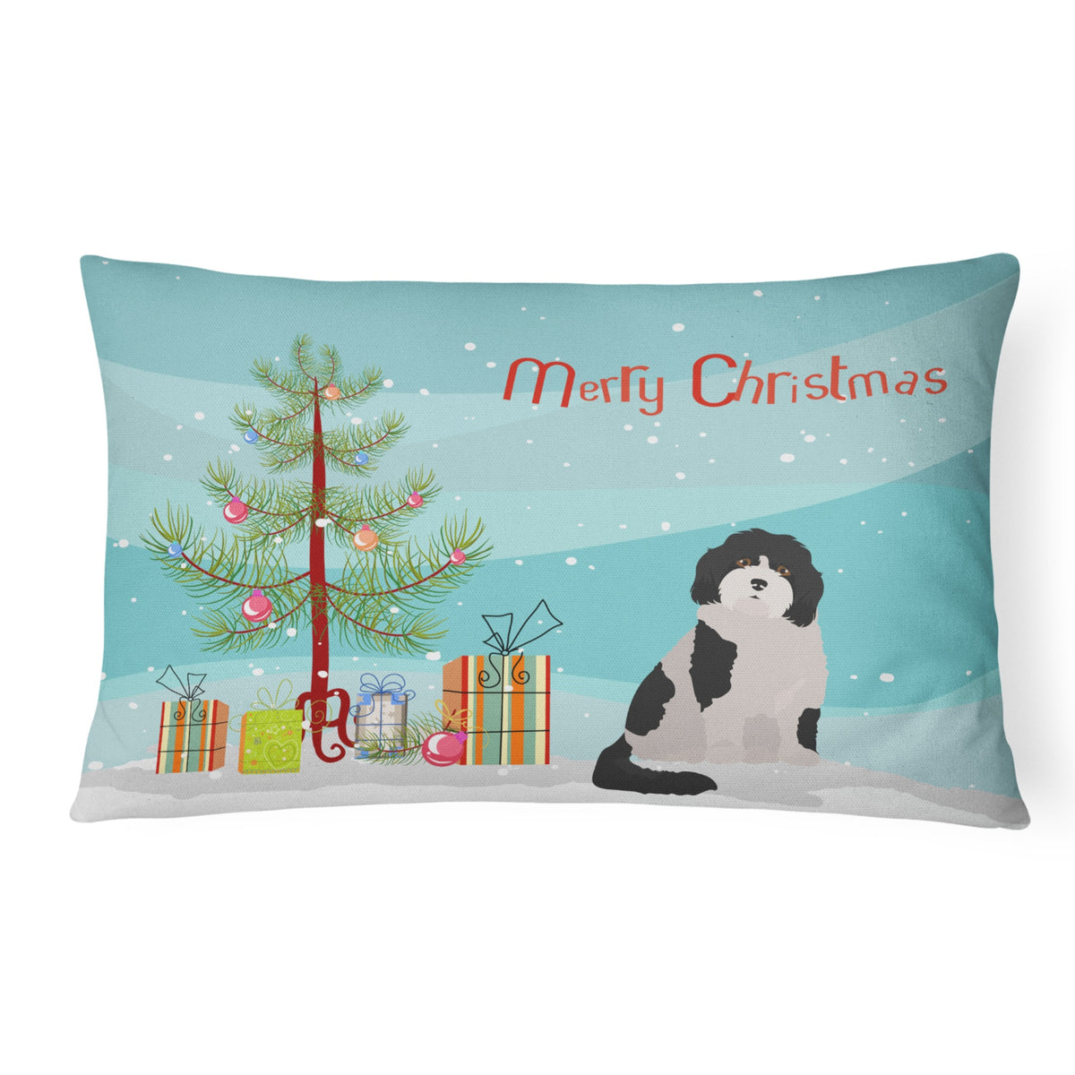 Cavachon #3 Christmas Tree Canvas Fabric Decorative Pillow