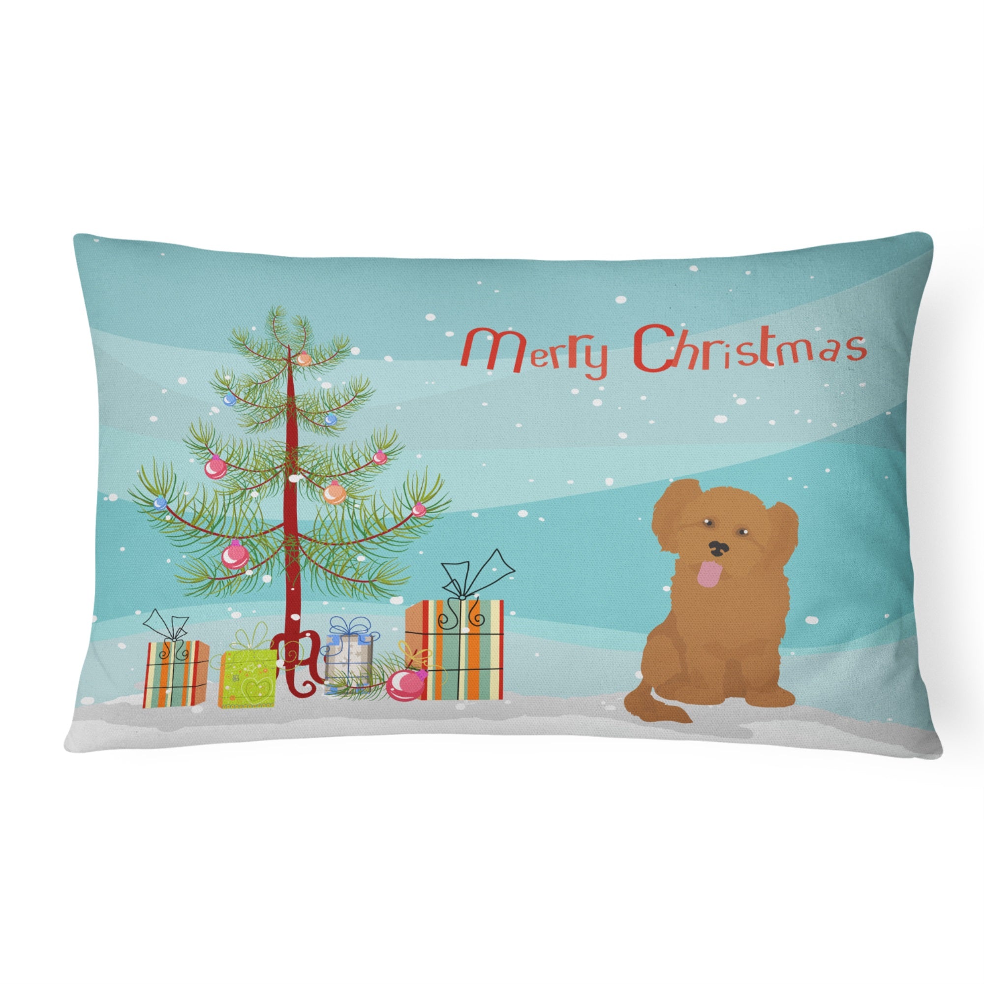 Shih Poo #3 Christmas Tree Canvas Fabric Decorative Pillow