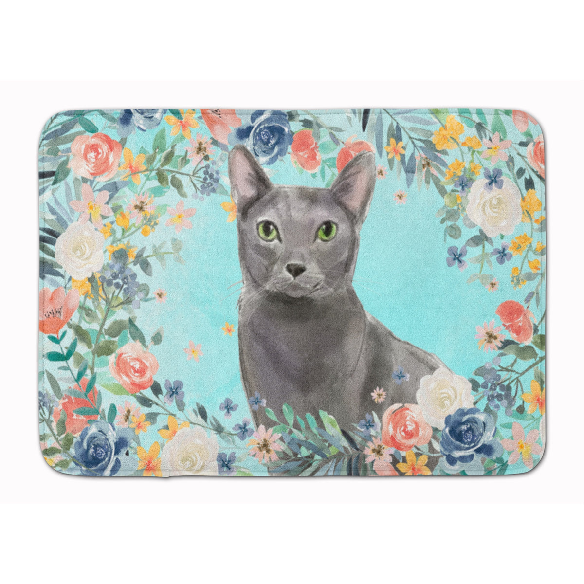 Blue Russian Spring Flowers Machine Washable Memory Foam Mat