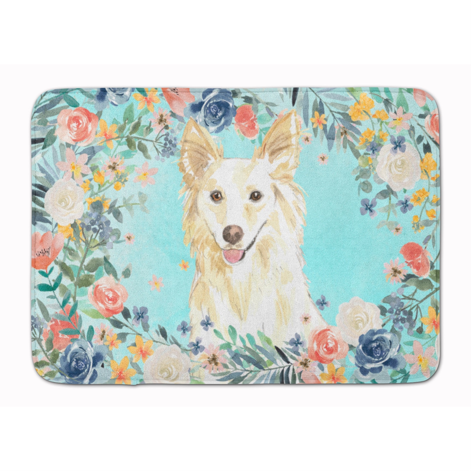 White Collie Machine Washable Memory Foam Mat