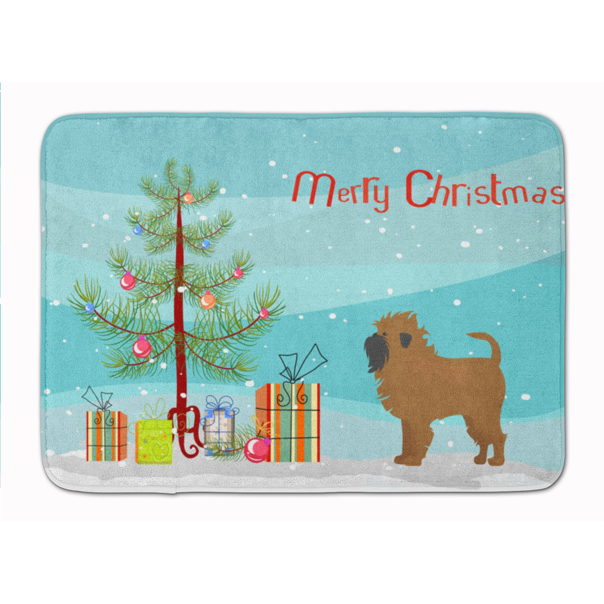 Tan Affenpinscher Christmas Tree Machine Washable Memory Foam Mat