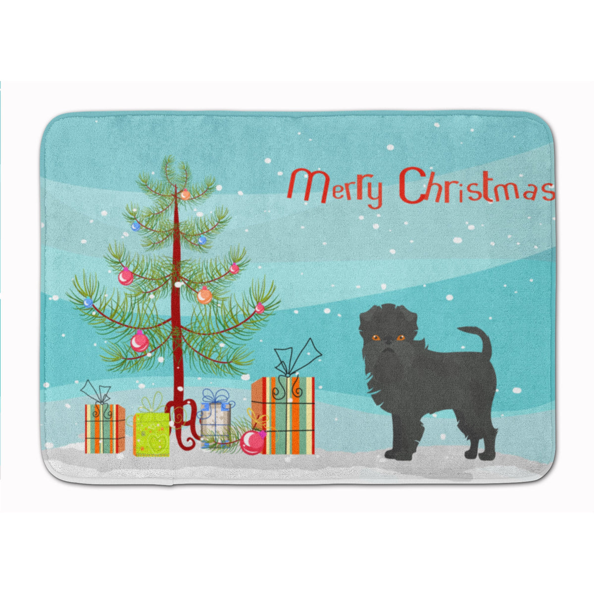 Affenpinscher Christmas Tree Machine Washable Memory Foam Mat