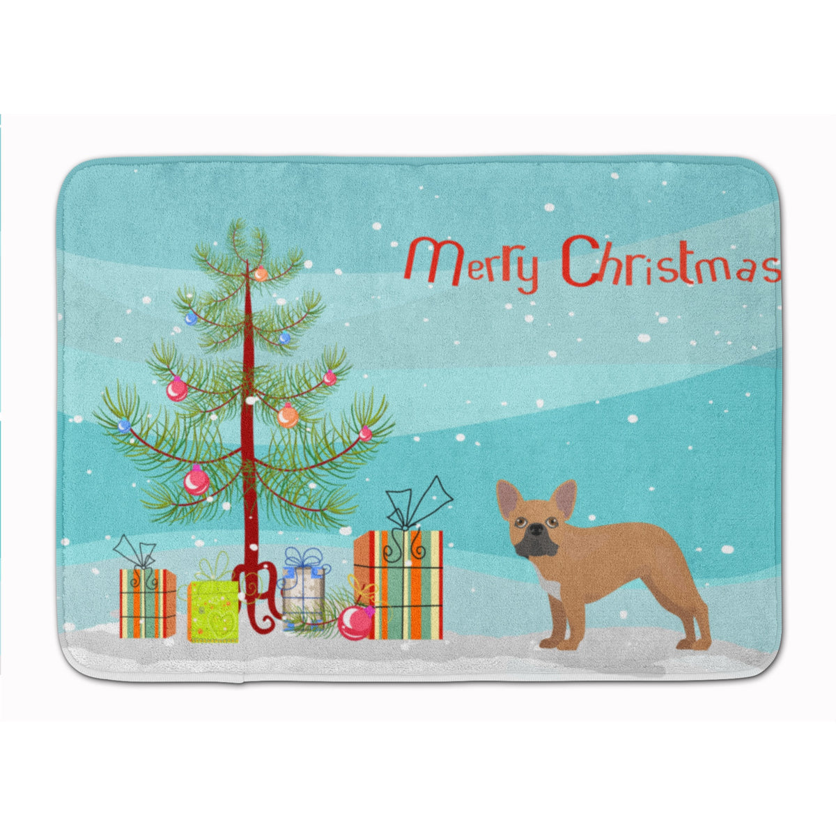 French Bulldog Christmas Tree Machine Washable Memory Foam Mat