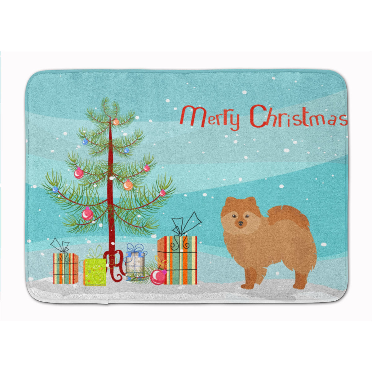 German Spitz Christmas Tree Machine Washable Memory Foam Mat