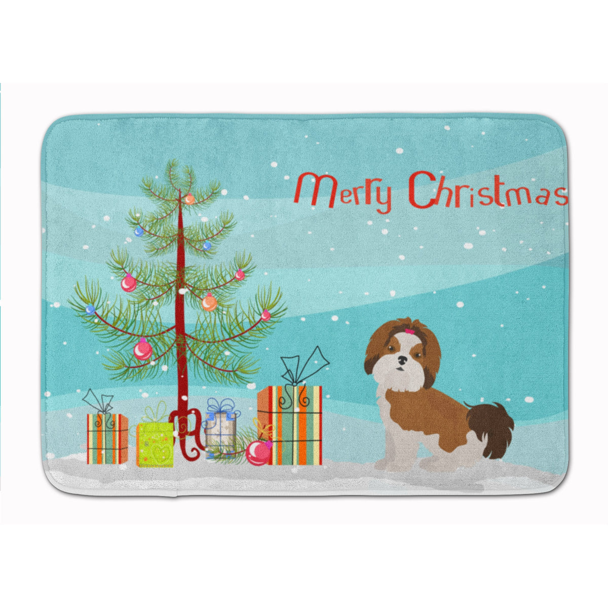 Imperial Shih Tzu Christmas Tree Machine Washable Memory Foam Mat