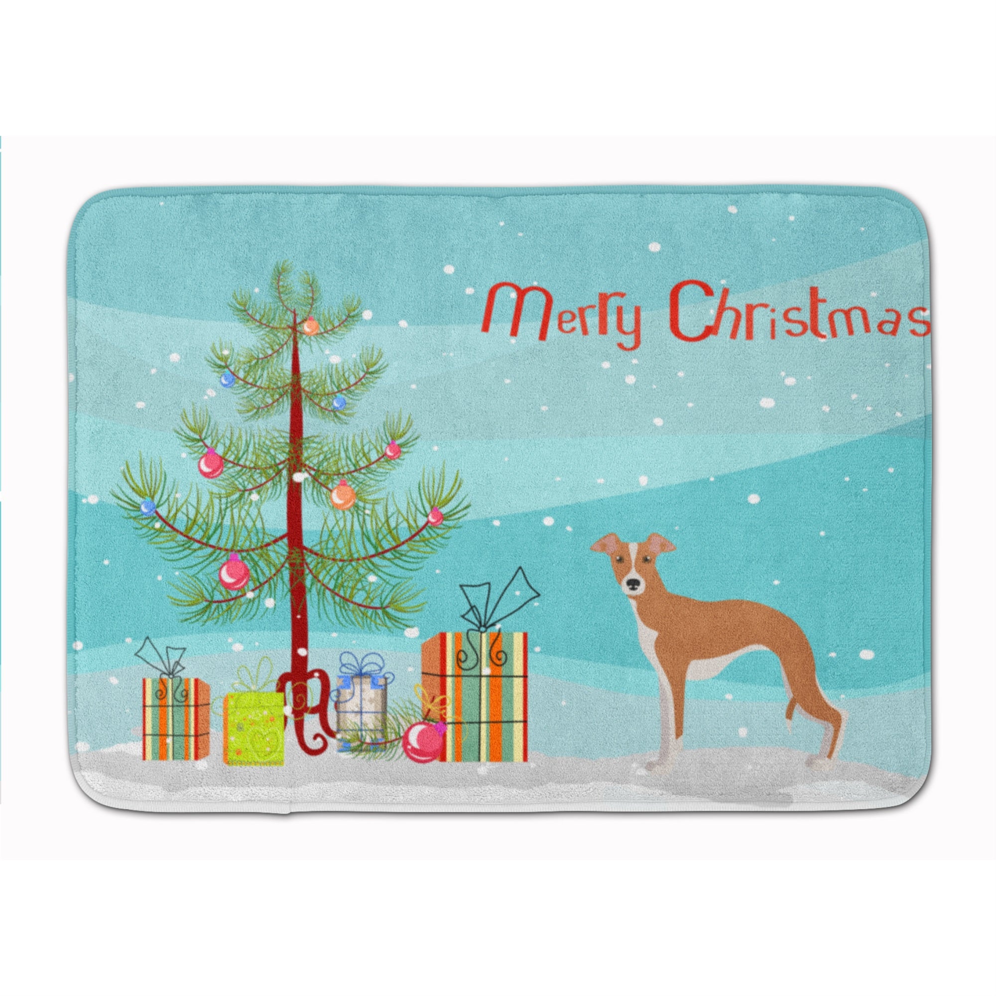 Italian Greyhound Christmas Tree Machine Washable Memory Foam Mat