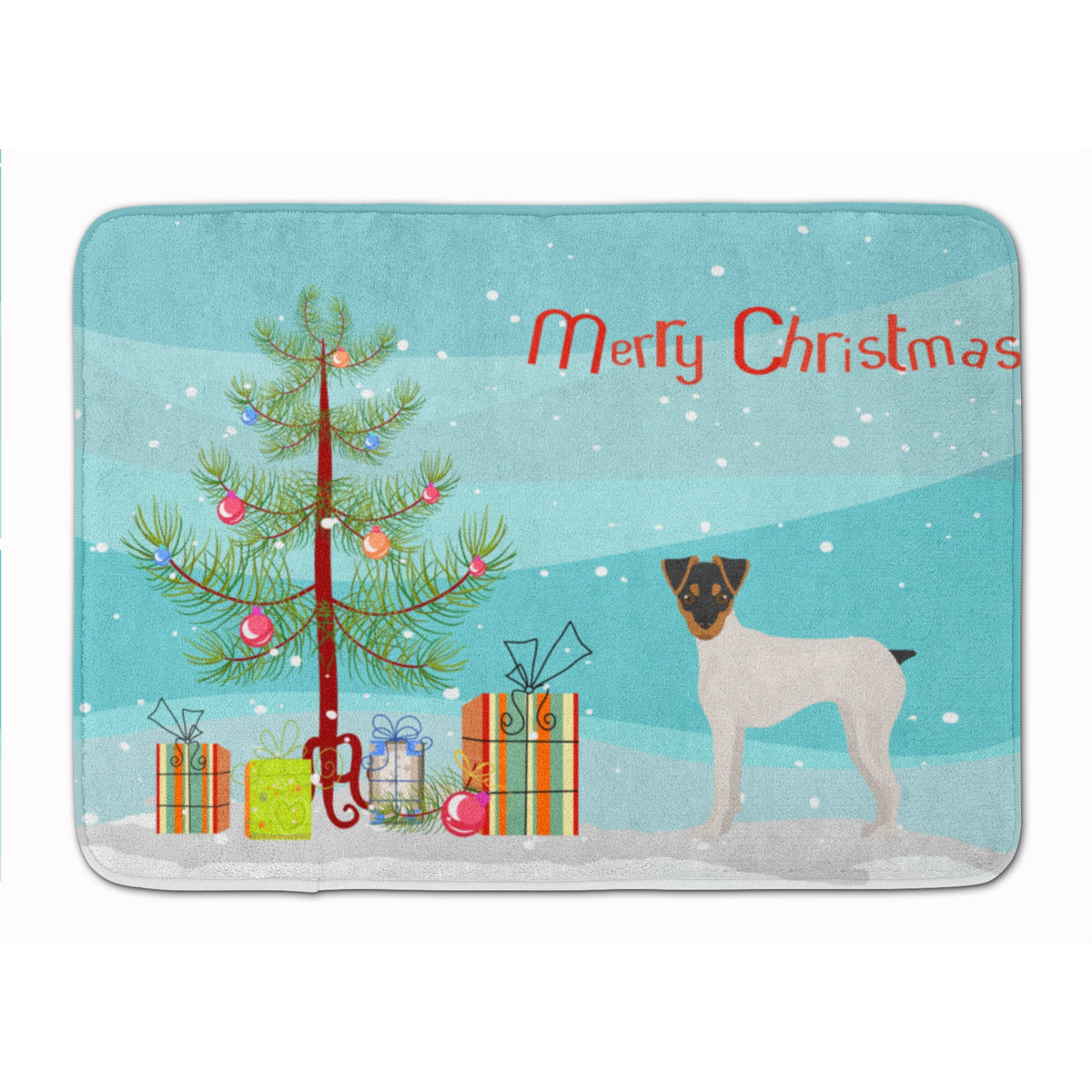 Japanese Terrier Christmas Tree Machine Washable Memory Foam Mat