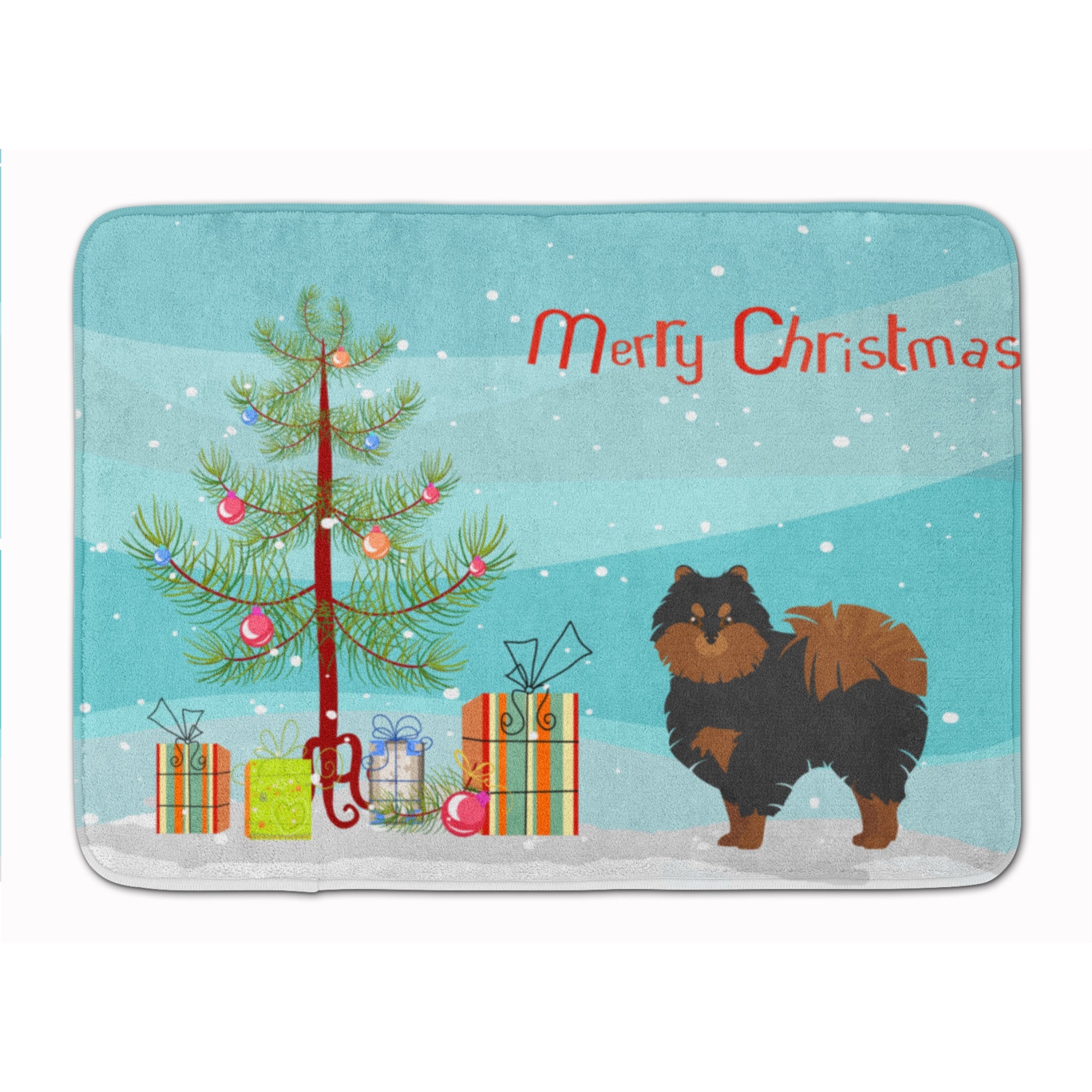 Pomeranian Christmas Tree Machine Washable Memory Foam Mat