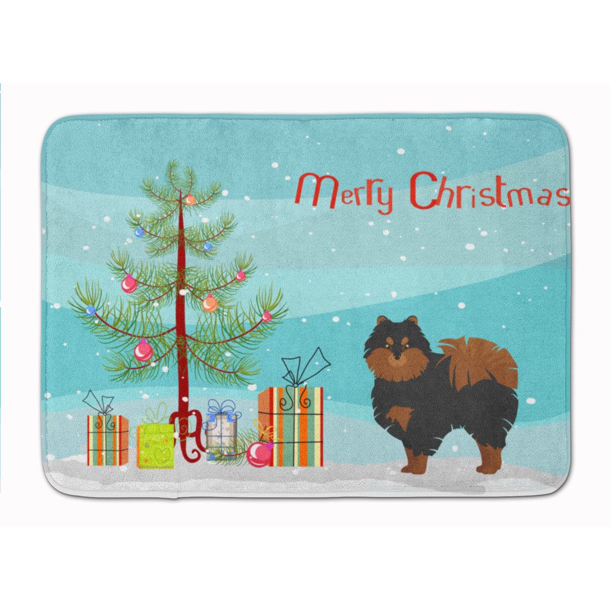 Pomeranian Christmas Tree Machine Washable Memory Foam Mat