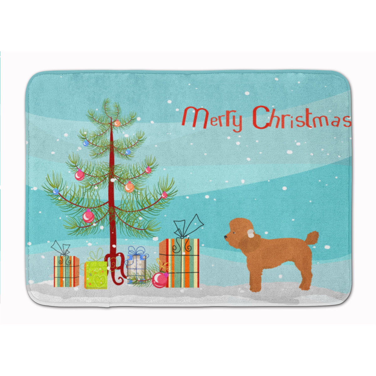 Toy Poodle Christmas Tree Machine Washable Memory Foam Mat