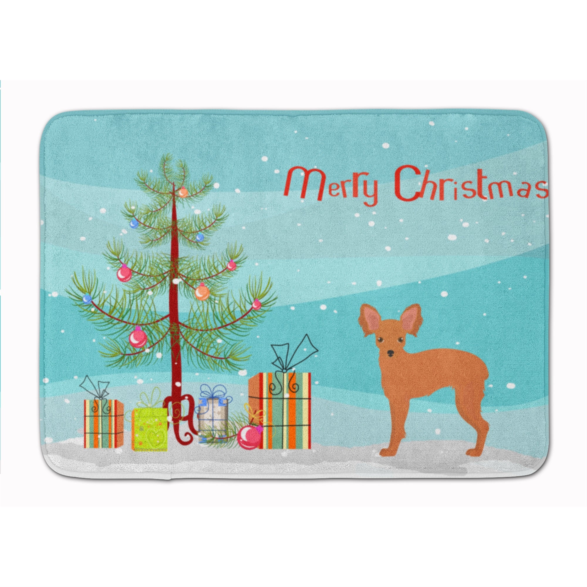 Russkiy Toy Or Russian Toy Terrier Christmas Tree Machine Washable Memory Foam Mat