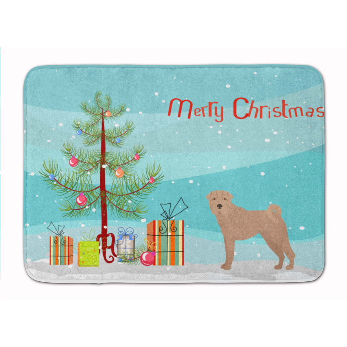 Shar Pei Christmas Tree Machine Washable Memory Foam Mat