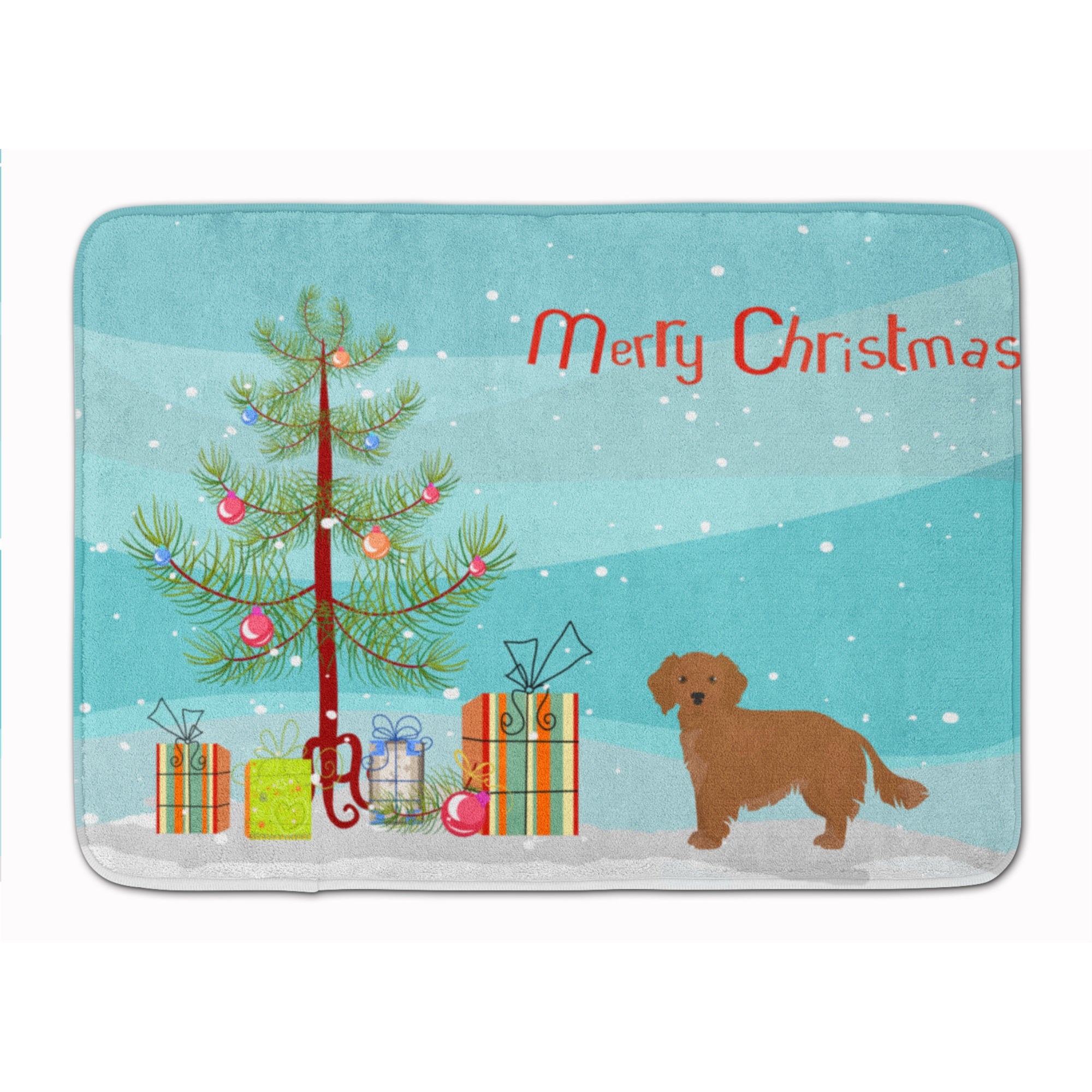 Small Greek Domestic Dog Kokoni Christmas Tree Machine Washable Memory Foam Mat