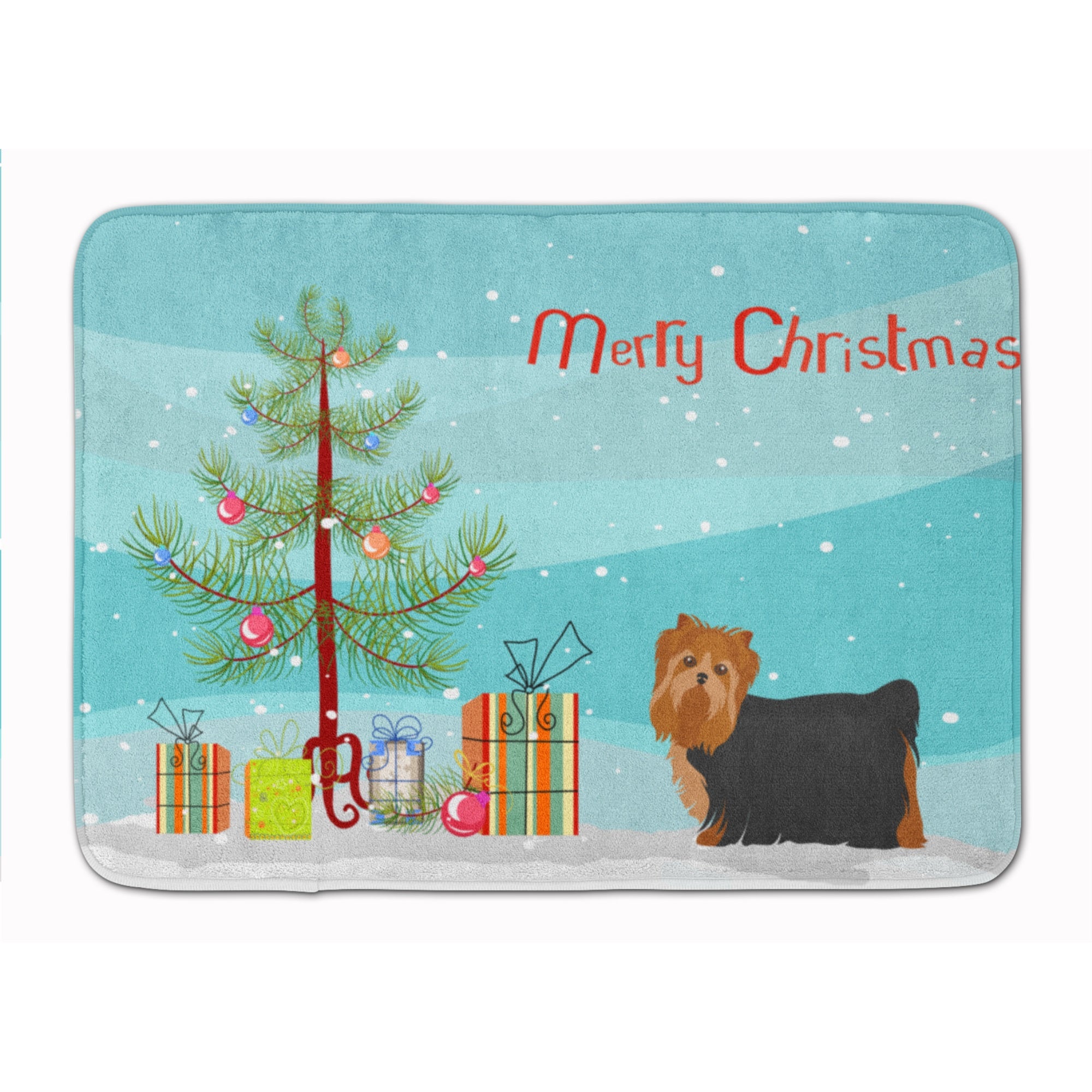 Yorkshire Terrier Christmas Tree Machine Washable Memory Foam Mat