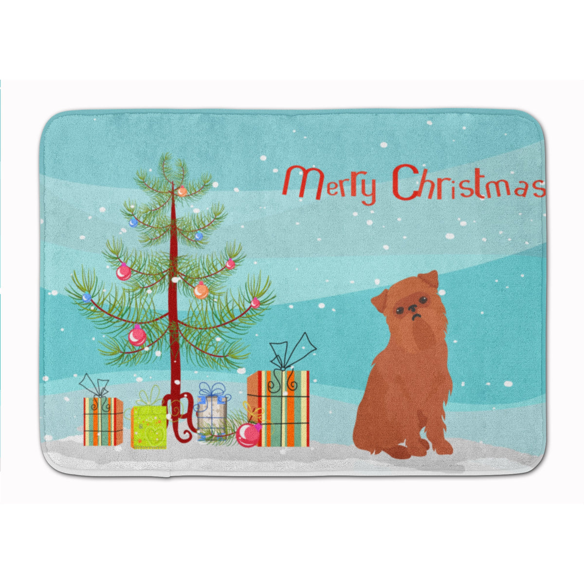 Brussels Griffon Christmas Tree Machine Washable Memory Foam Mat