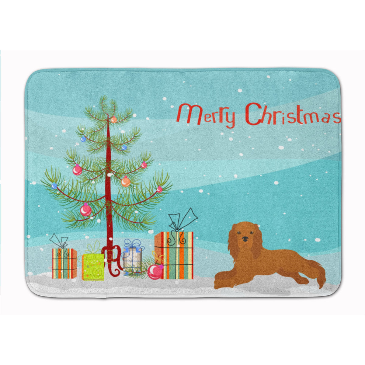 Ruby Cavalier King Charles Spaniel Christmas Tree Machine Washable Memory Foam Mat