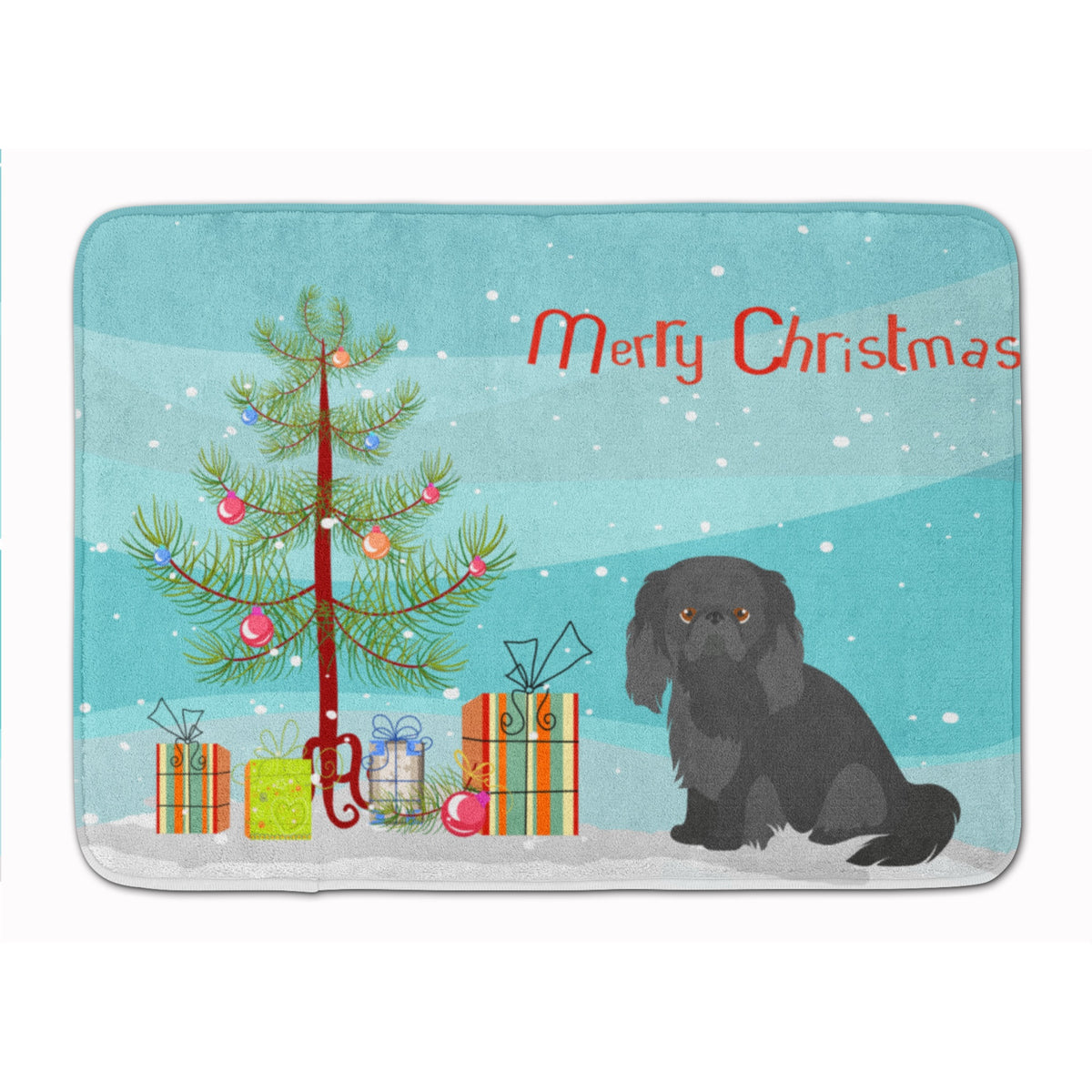 Pekingese Christmas Tree Machine Washable Memory Foam Mat