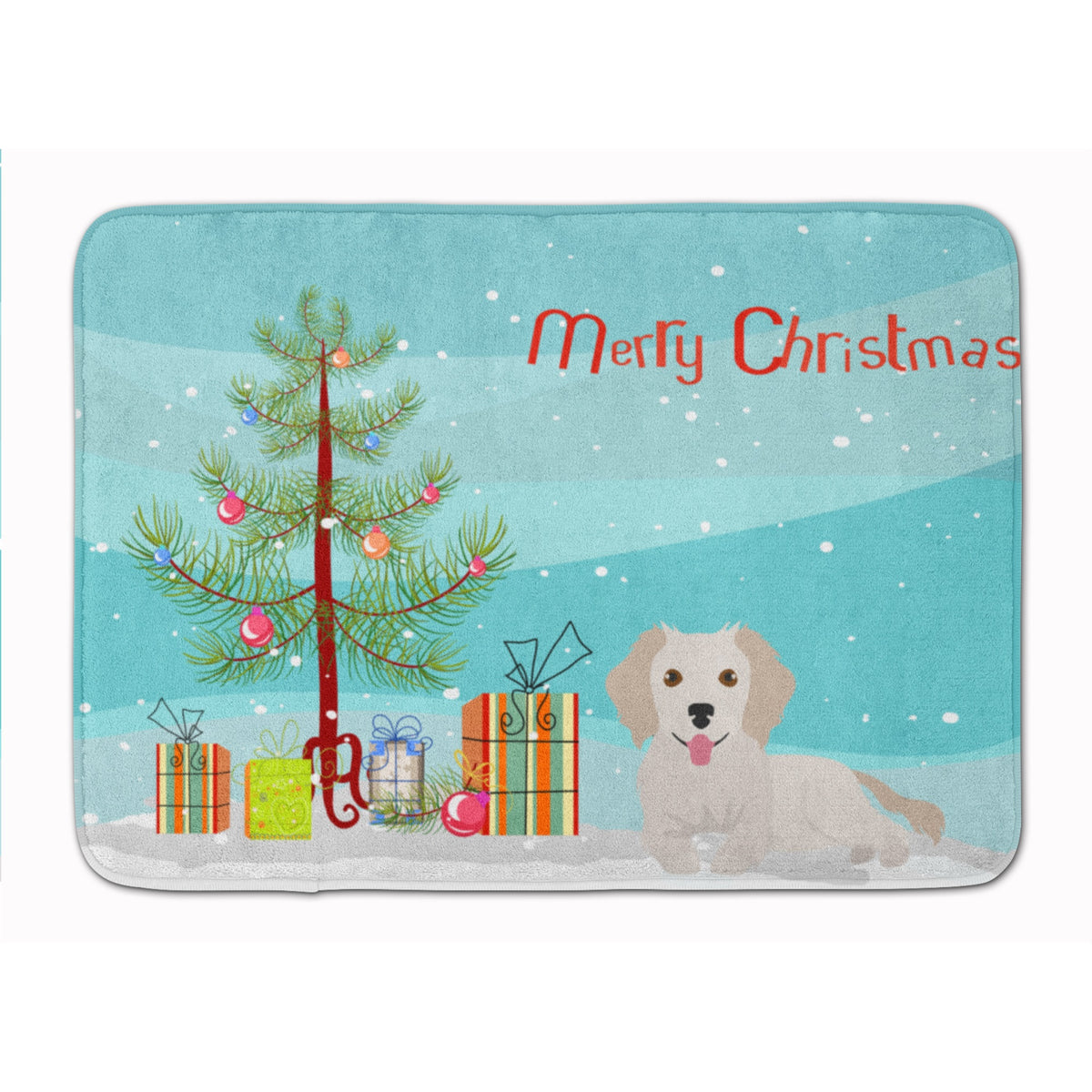 Small Greek Domestic Dog Kokoni #2 Christmas Tree Machine Washable Memory Foam Mat
