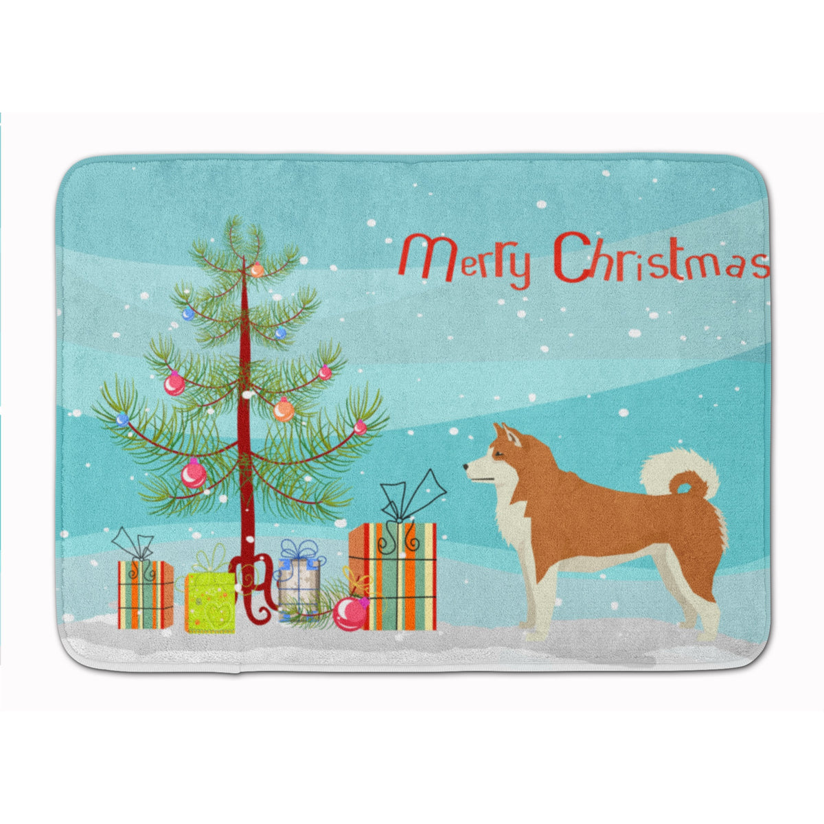 Akita Christmas Tree Machine Washable Memory Foam Mat