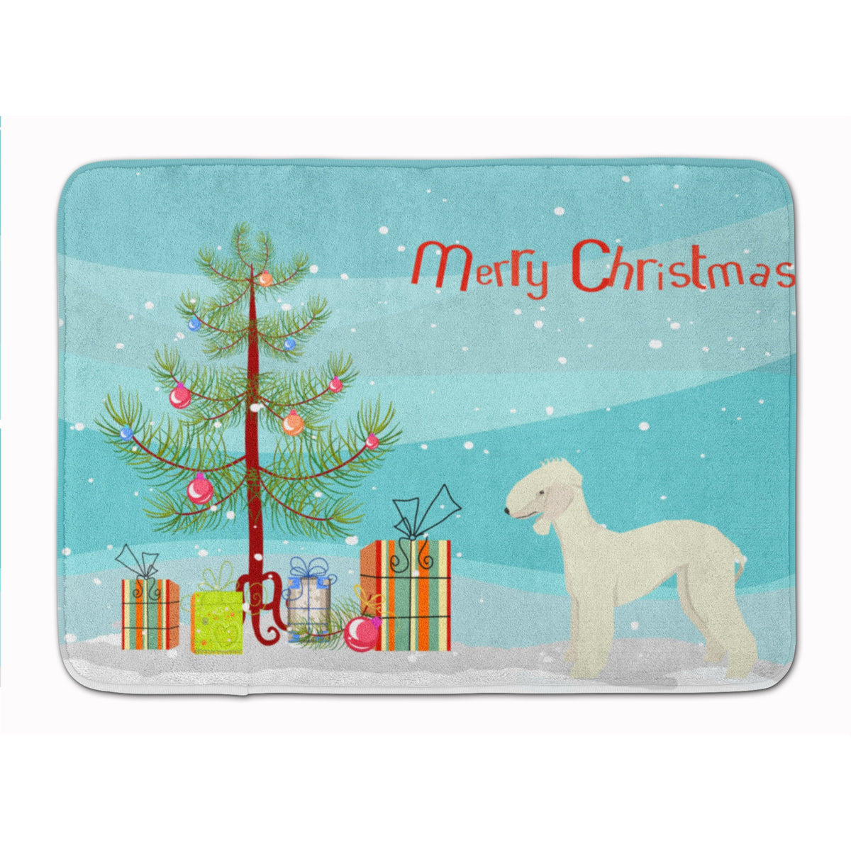 Bedlington Terrier Christmas Tree Machine Washable Memory Foam Mat