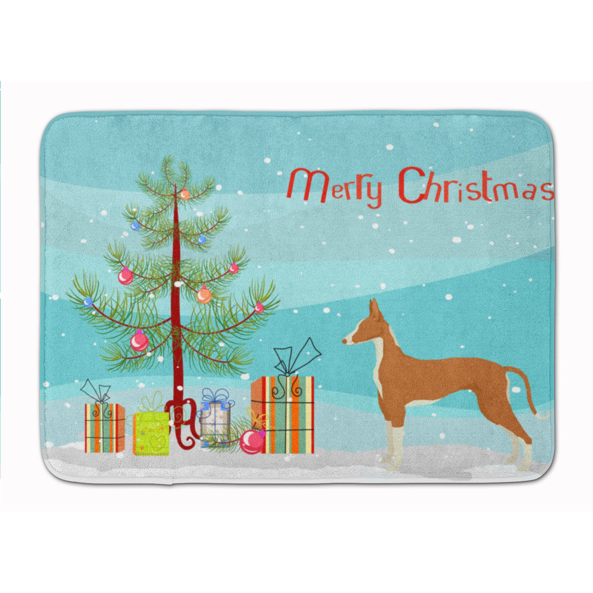 Ibizan Hound Christmas Tree Machine Washable Memory Foam Mat