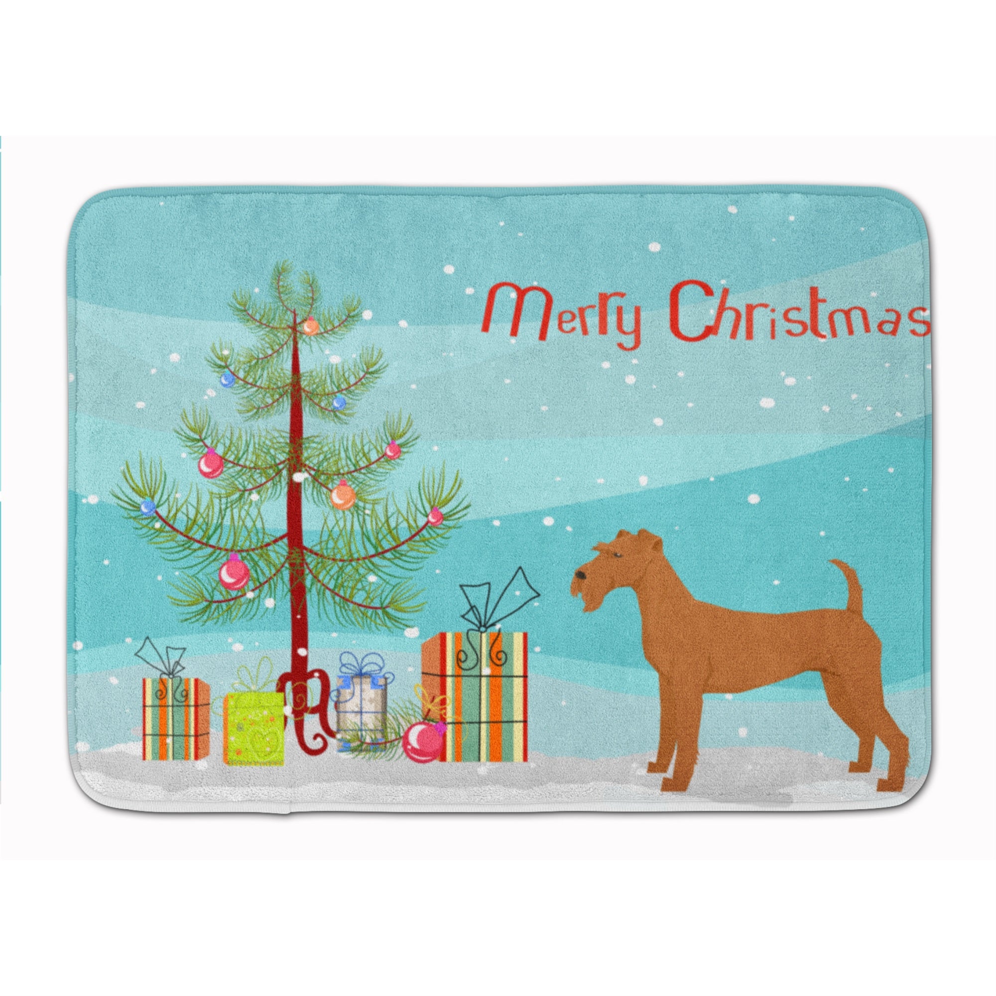Irish Terrier Christmas Tree Machine Washable Memory Foam Mat