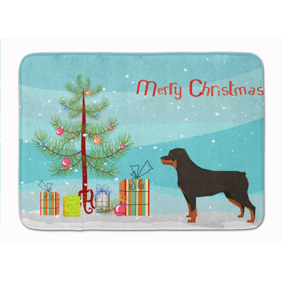 Rottweiler Christmas Tree Machine Washable Memory Foam Mat