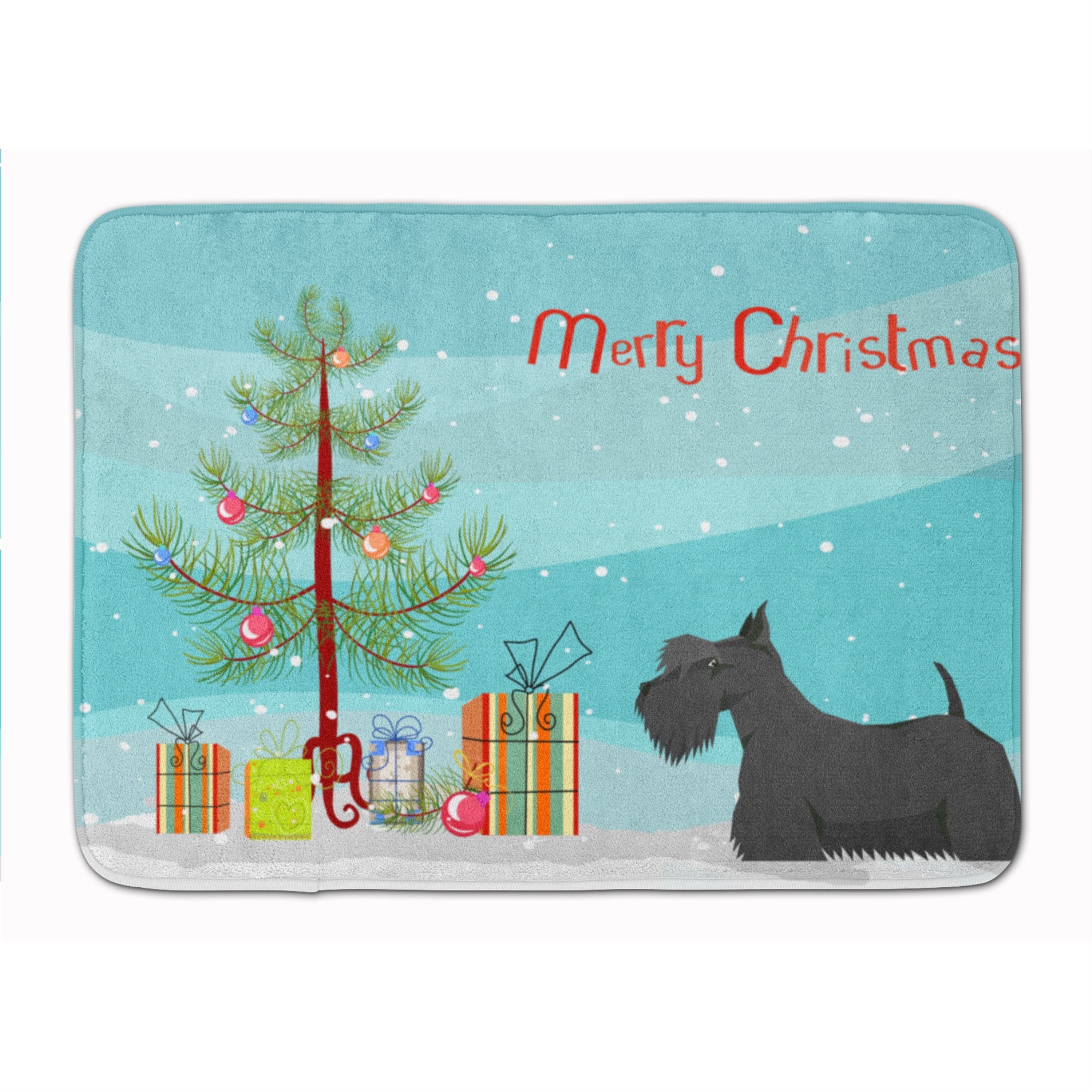 Scottish Terrier Christmas Tree Machine Washable Memory Foam Mat