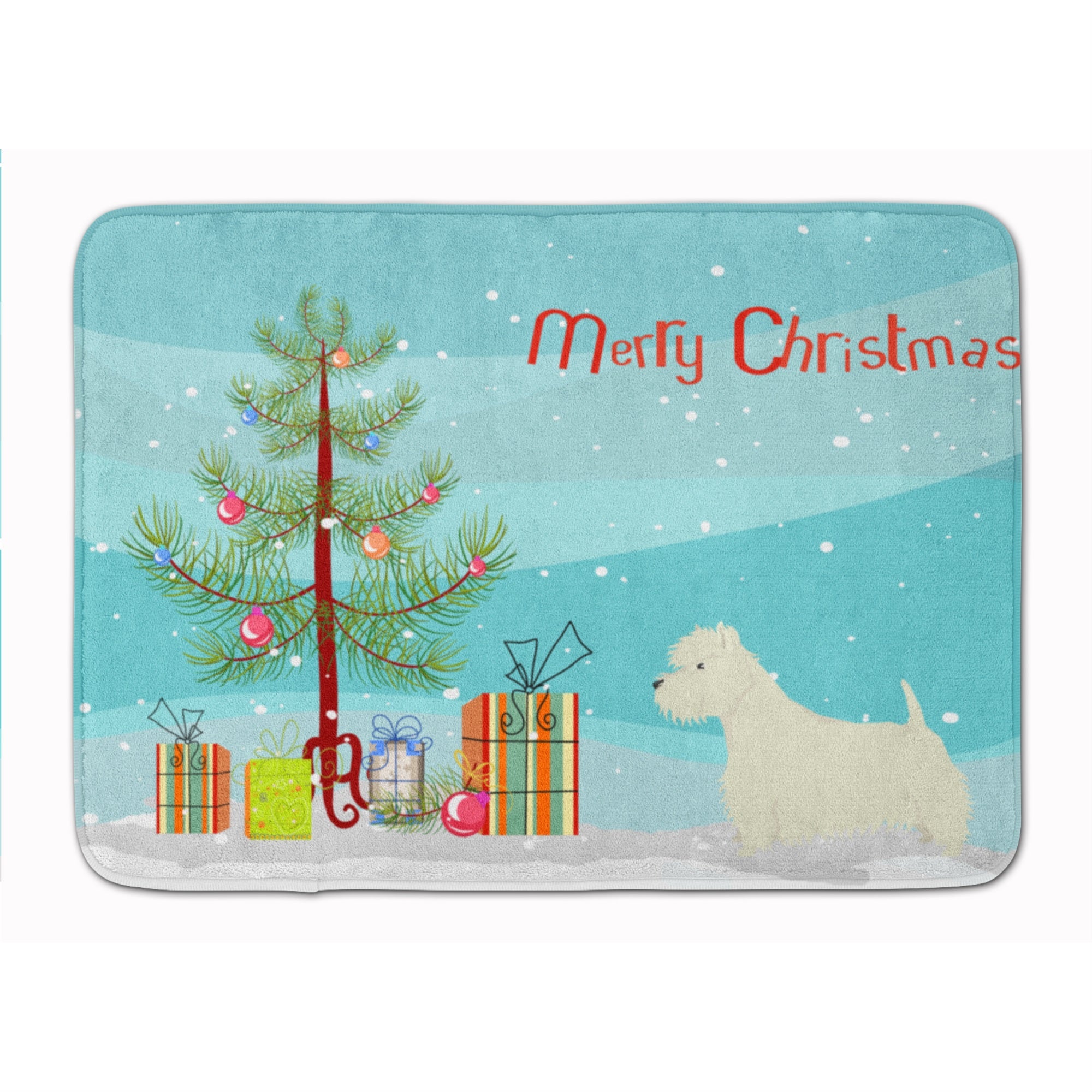 Westie Christmas Tree Machine Washable Memory Foam Mat