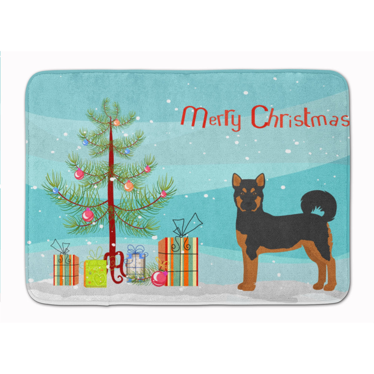Akita Shepherd Black And Tan Christmas Tree Machine Washable Memory Foam Mat