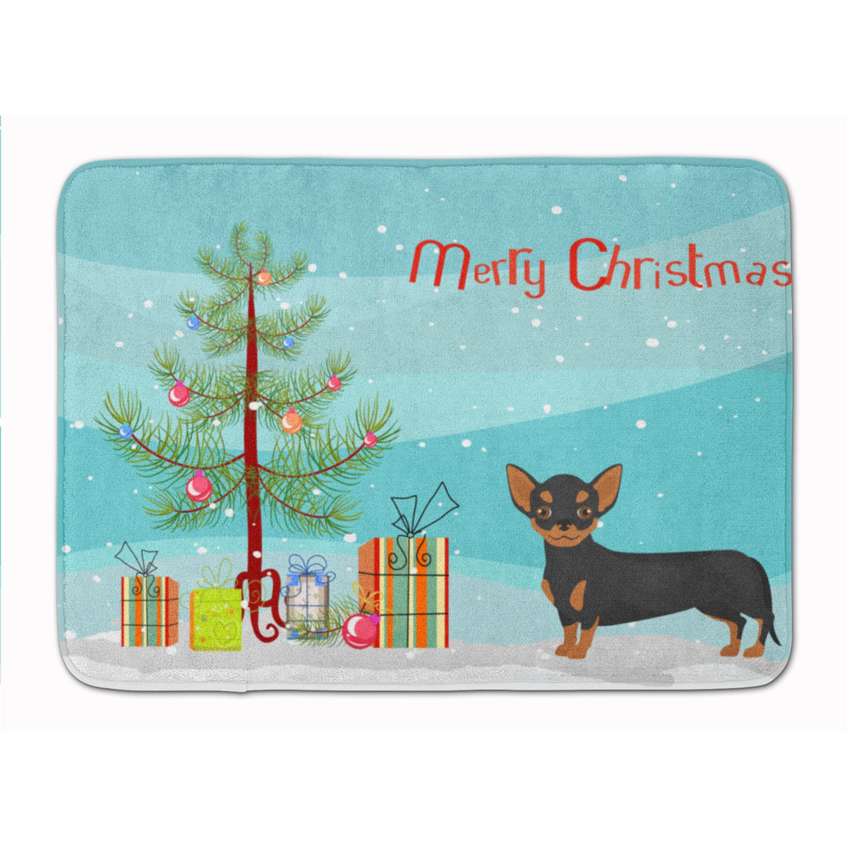 Black And Tan Chiweenie Christmas Tree Machine Washable Memory Foam Mat